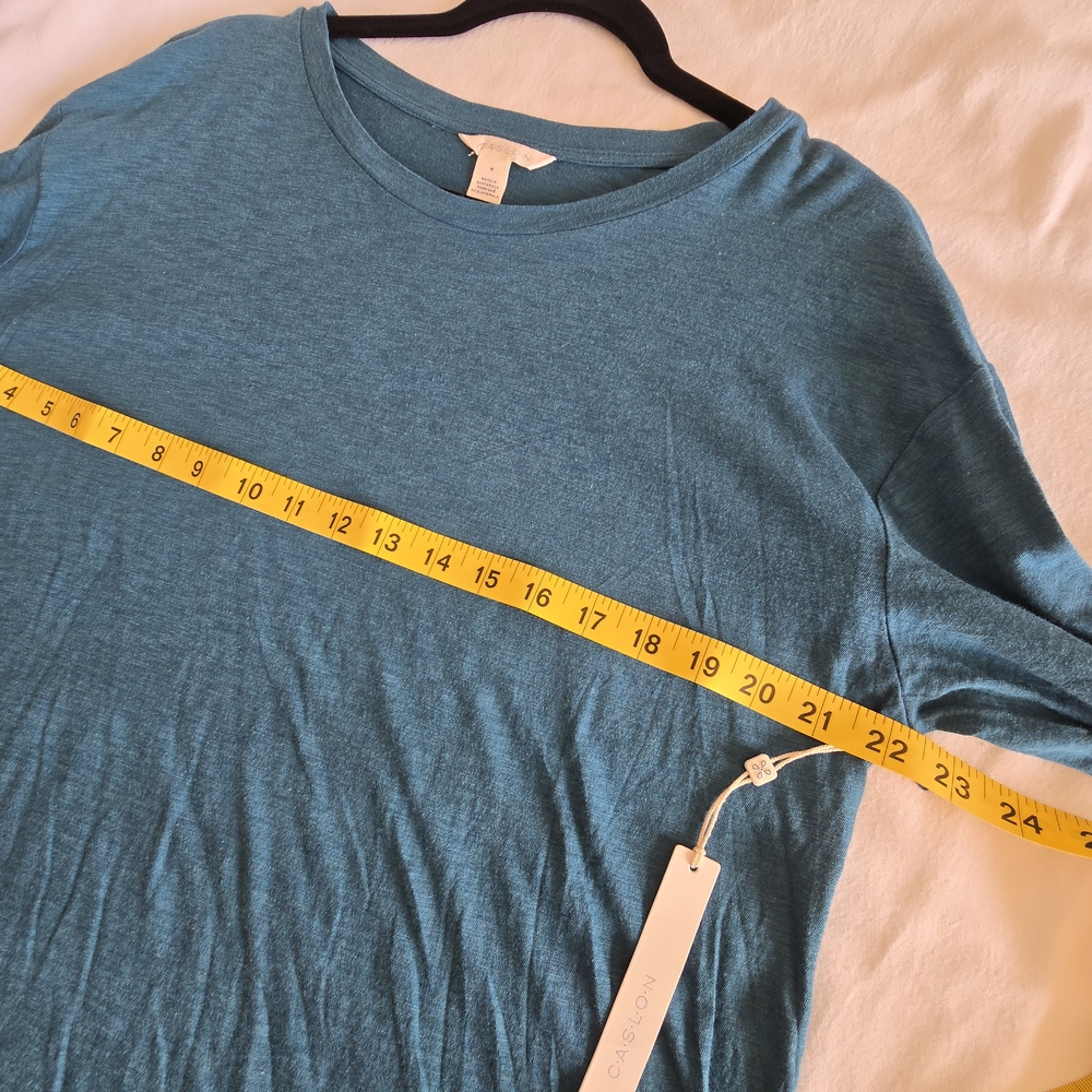 NWT Caslon Teal Slub Tunic Top Long Sleeve High Low Hem Soft Minimalist Coastal - Picture 7 of 10